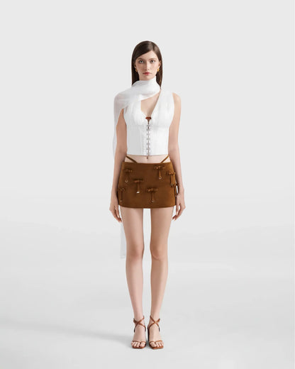 Scallop Corset Top With Scarf