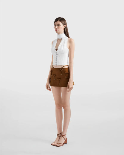 Scallop Corset Top With Scarf