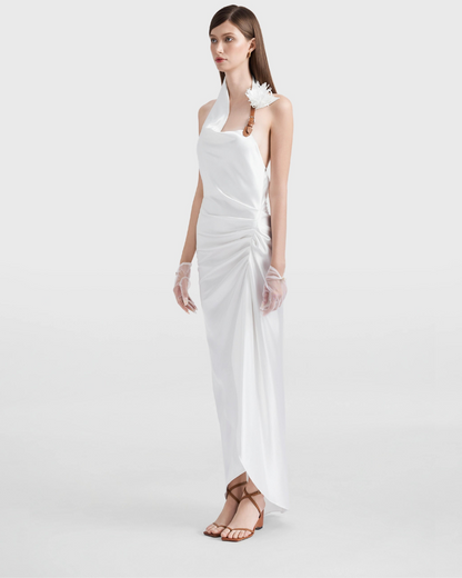 Crystal Palace Ruched Sateen Midi Dress