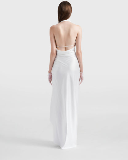 Crystal Palace Ruched Sateen Midi Dress